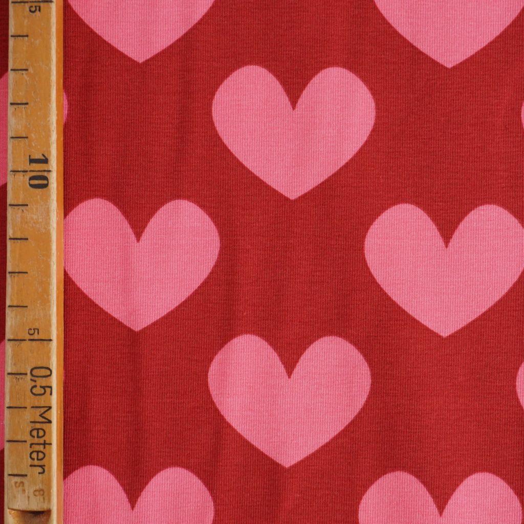 Baumwolljersey Herzen rosa rot